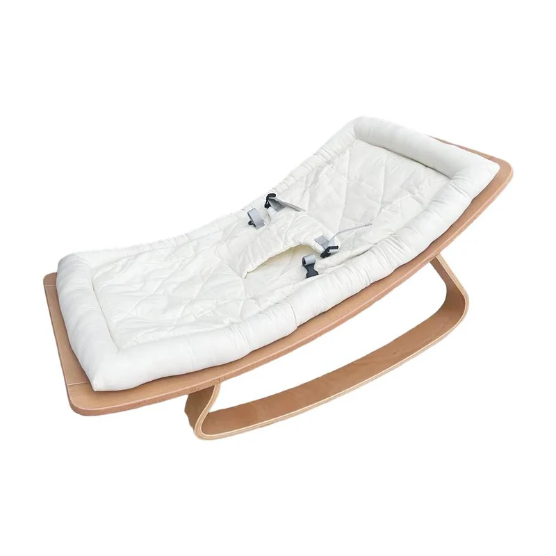 2-in-1 Babyliege aus Buchenholz – Babywippe & Kinder-Schaukelstuhl