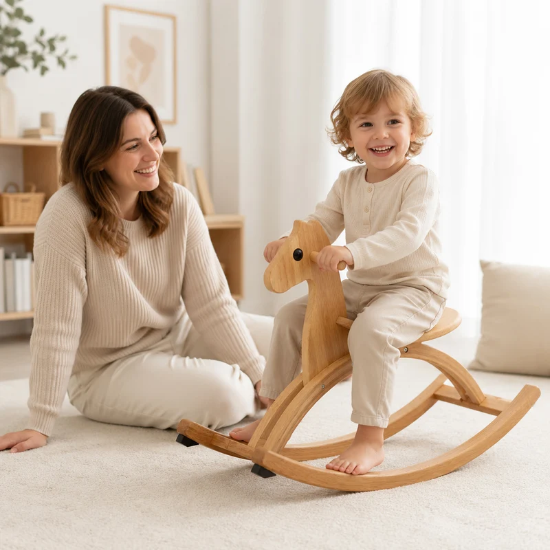 Montessori Schaukelpferd aus Massivholz