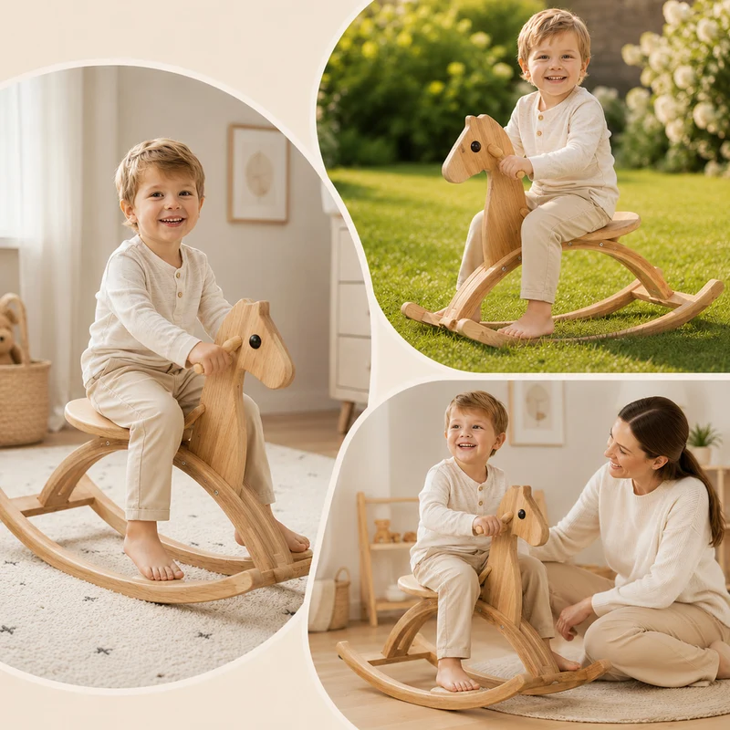 Montessori Schaukelpferd aus Massivholz