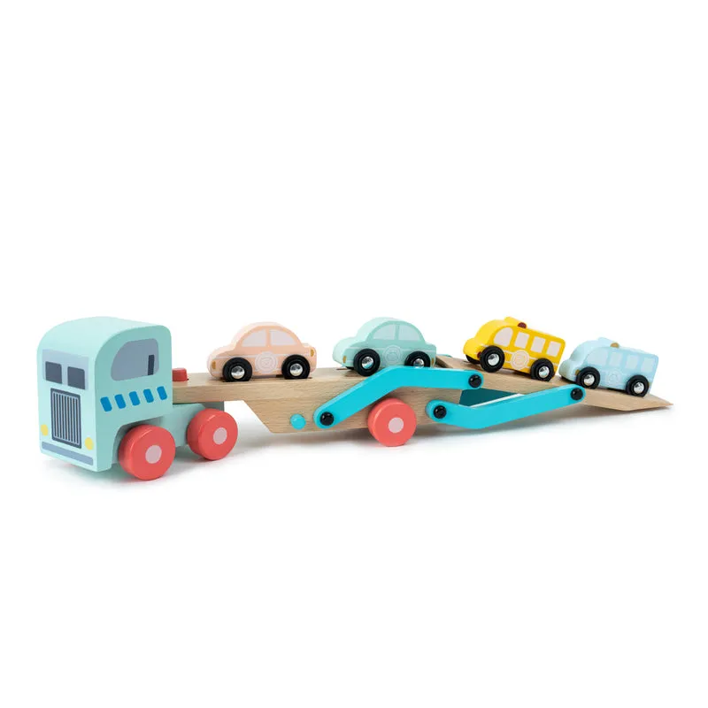 Camion porte voiture en bois FSC pour enfant dès 3 ans