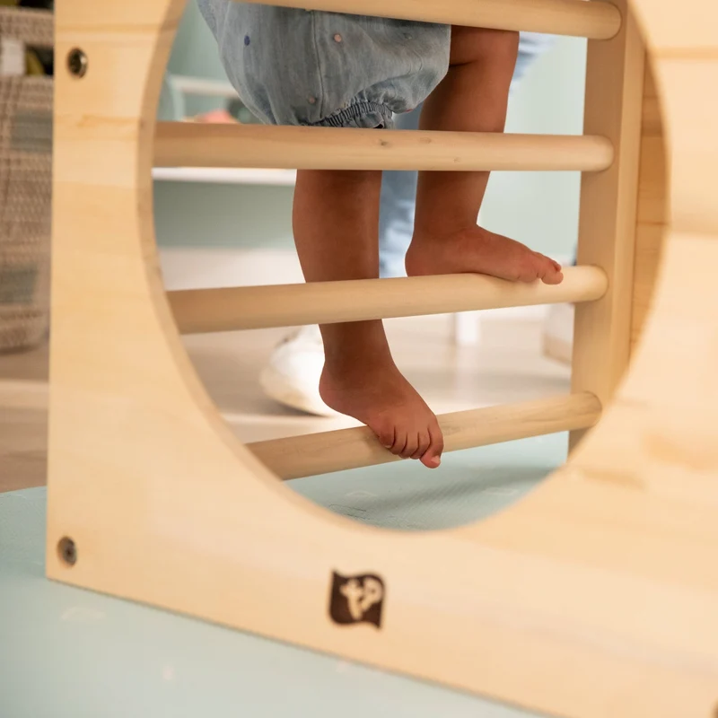 Cube d'escalade x2 + pont toboggan en bois FSC® pour enfant dès 1 an
