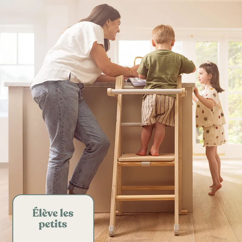 Tour d’apprentissage pliable et tableau créatif en bois FSC® pour enfant dès 18 mois