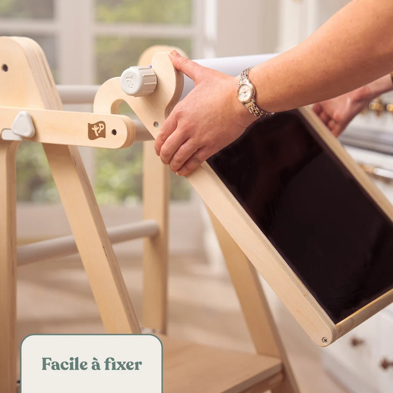 Tour d’apprentissage pliable et tableau créatif en bois FSC® pour enfant dès 18 mois