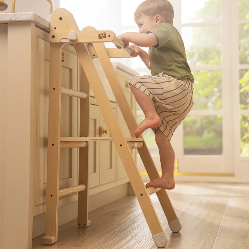 Tour d’apprentissage pliable et tableau créatif en bois FSC® pour enfant dès 18 mois