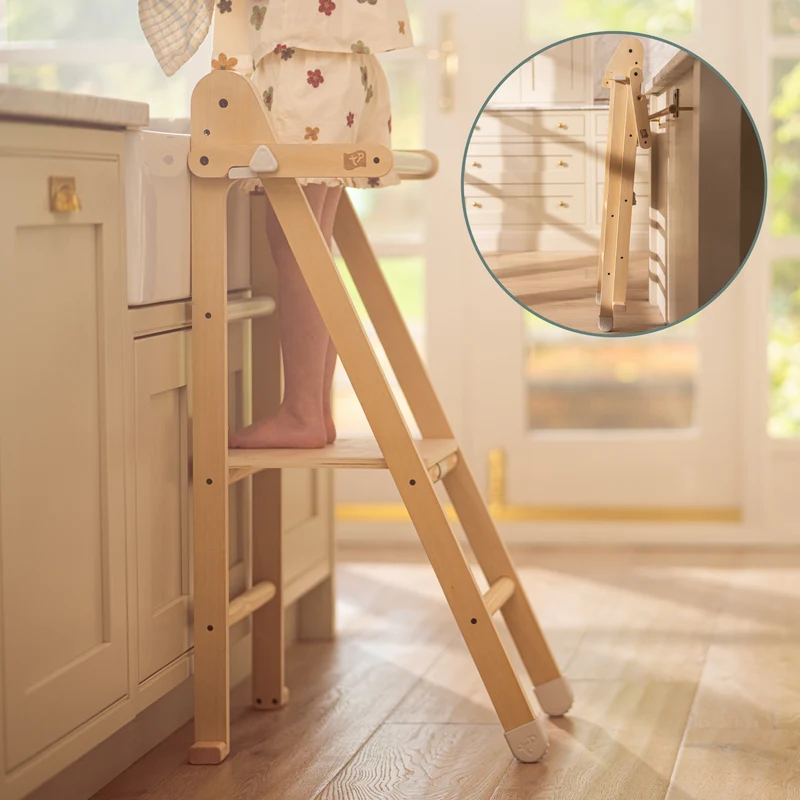 Tour d’apprentissage pliable et tableau créatif en bois FSC® pour enfant dès 18 mois