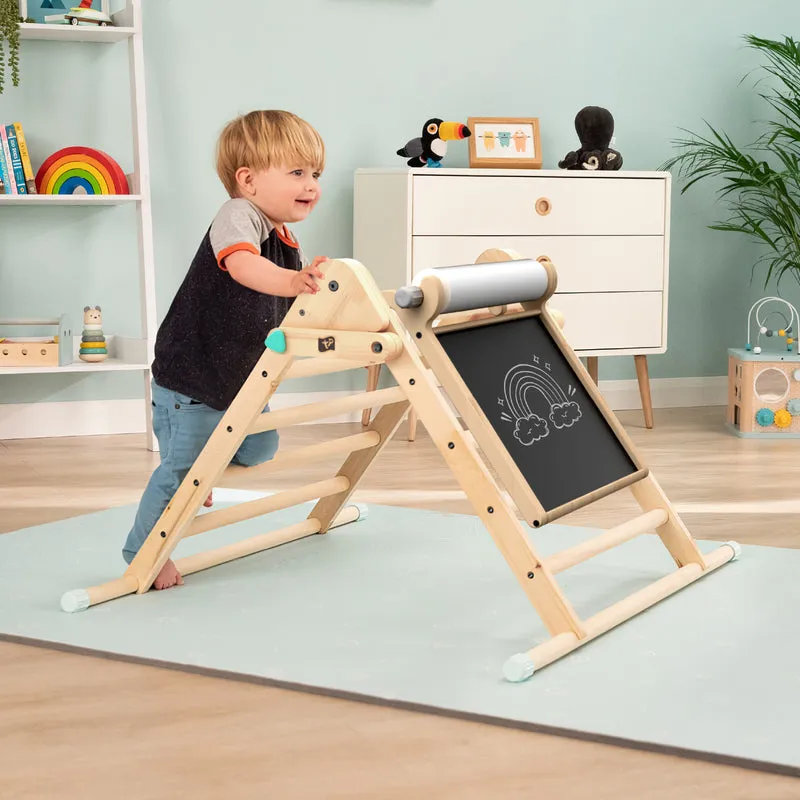Triangle d’escalade pliable et tableau créatif en bois FSC® pour enfant dès 1 an