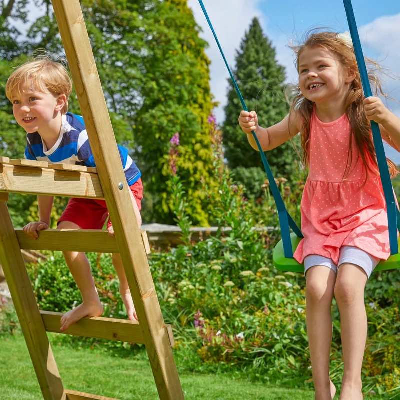 Portique 2 balançoires avec toboggan - bois FSC® - H200 cm - THYMÉLÉE