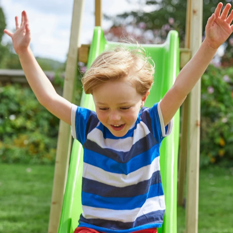 Portique 2 balançoires avec toboggan - bois FSC® - H200 cm - THYMÉLÉE