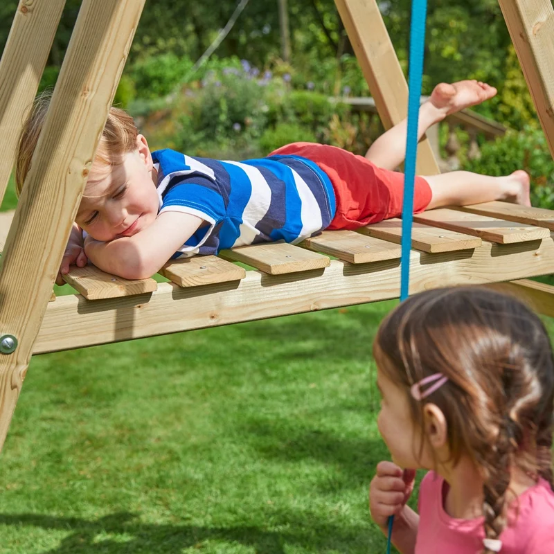 Portique 2 balançoires avec toboggan - bois FSC® - H200 cm - THYMÉLÉE
