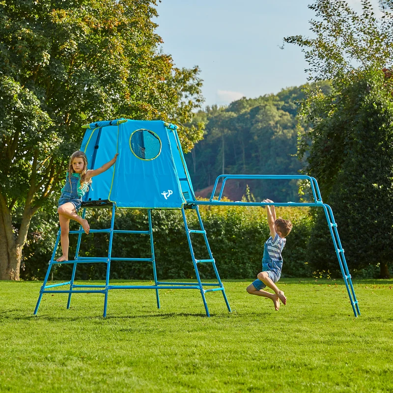 Aire de jeux pont de singe - métal bleu - H201 cm - EXPLORER TOUR