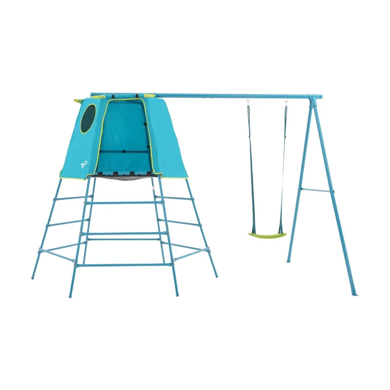 Aire de jeux balançoire - métal bleu - H201 cm - EXPLORER TOUR