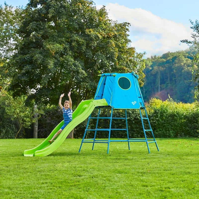 Aire de jeux toboggan - métal bleu - H201 cm - EXPLORER TOUR