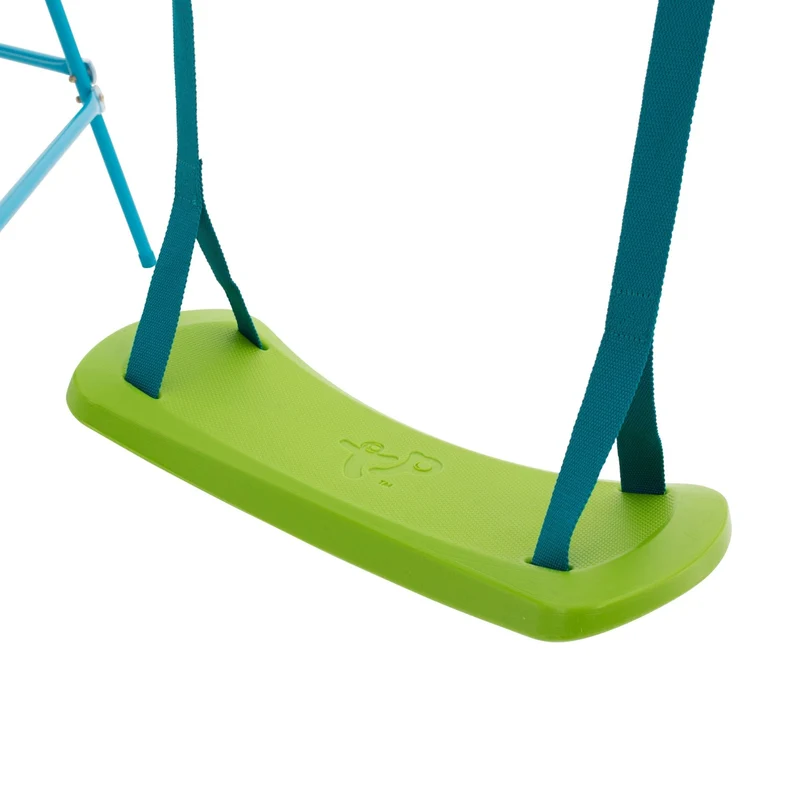 Aire de jeux balançoire, toboggan et panier de basket - métal bleu - H246 cm - EXPLORER TOUR