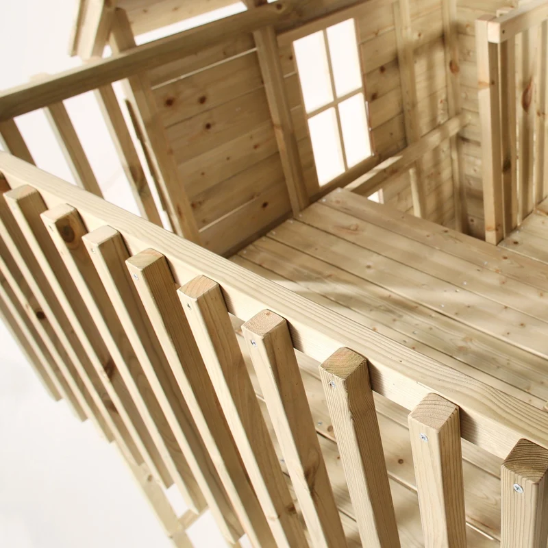 Cabane enfant avec étage et toboggan vert pomme - bois FSC® - LOFT