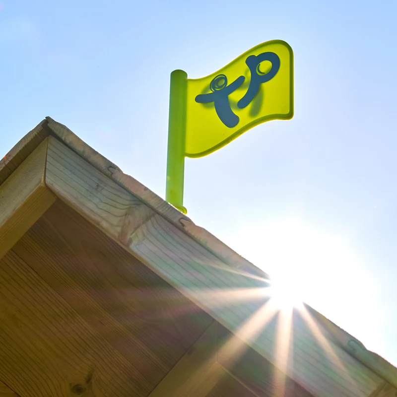 Cabane enfant avec étage et toboggan vert pomme - bois FSC® - LOFT