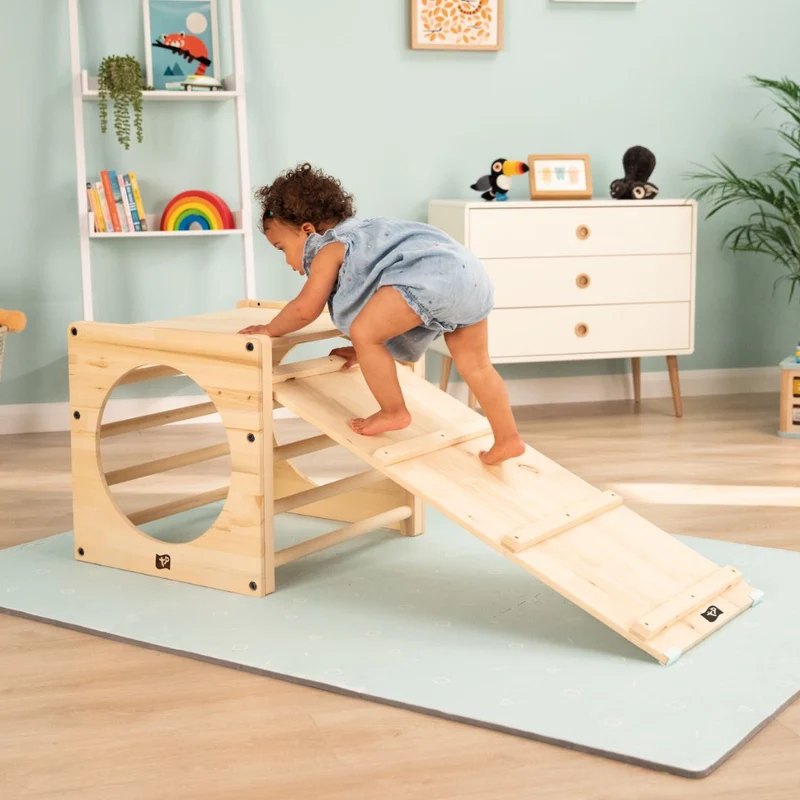 Pont-toboggan Montessori en bois FSC® pour enfant dès 1 an