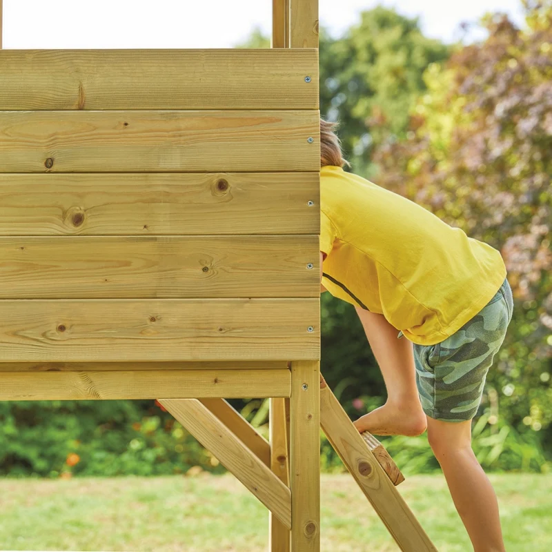 Cabane enfant sur pilotis avec coffre de rangement - bois FSC® - CIMES