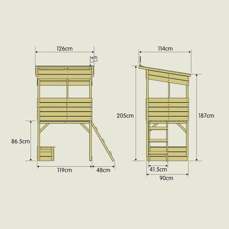Cabane enfant sur pilotis avec coffre de rangement - bois FSC® - CIMES