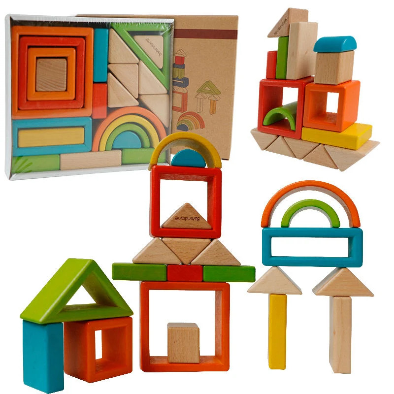 Montessori Holzbausteine Regenbogen Set