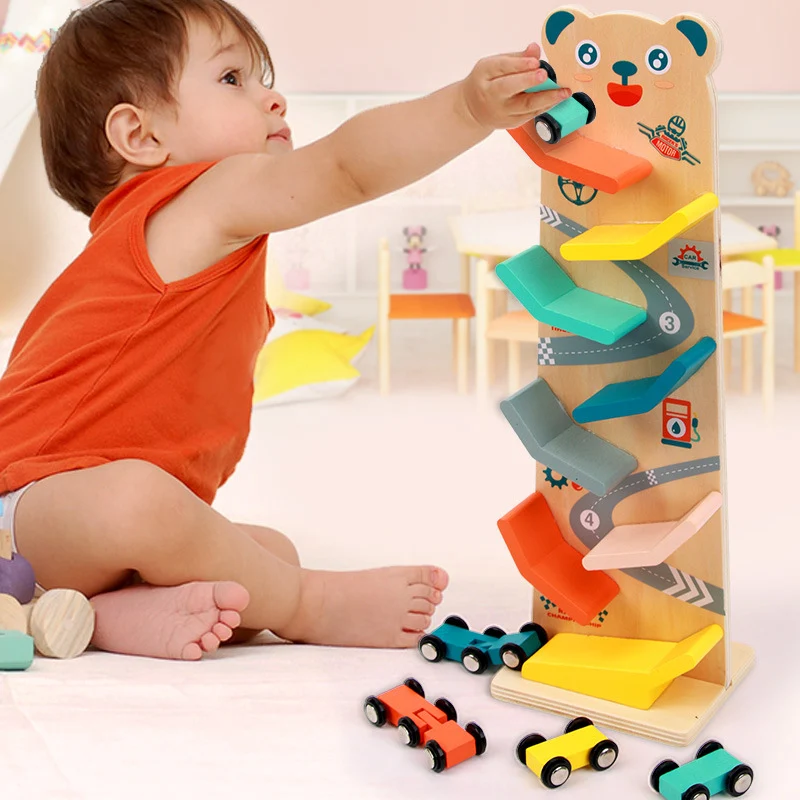 Montessori Rennbahn Bärchen – 4 Autos
