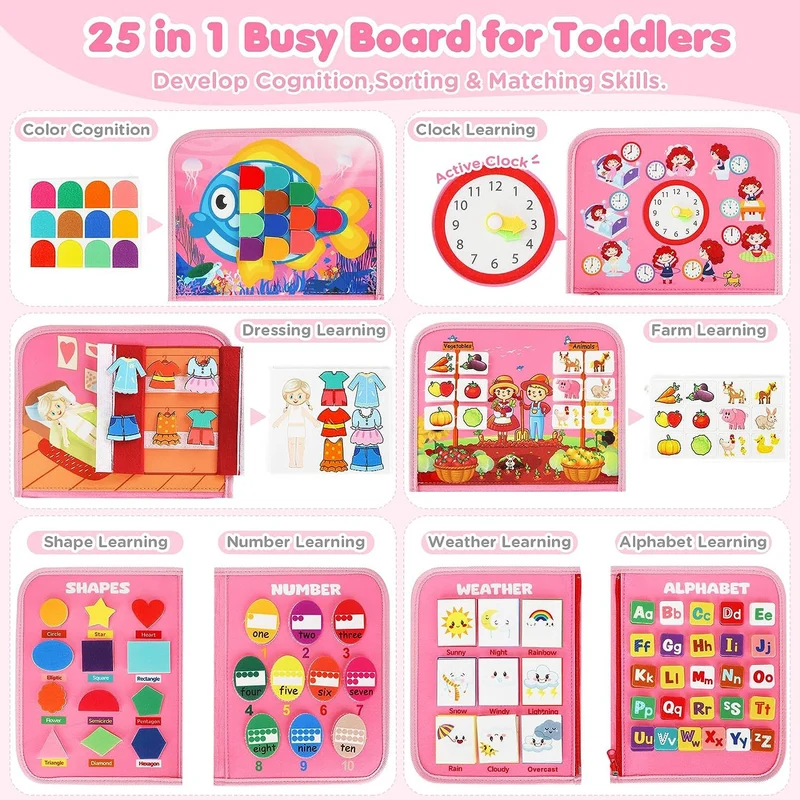 Montessori Busy Board/Quiet Book 10-seitig – Magische Welt