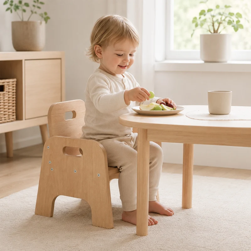 Montessori Kleinkindstuhl aus Holz – niedriger Kinderstuhl ab 1 Jahr