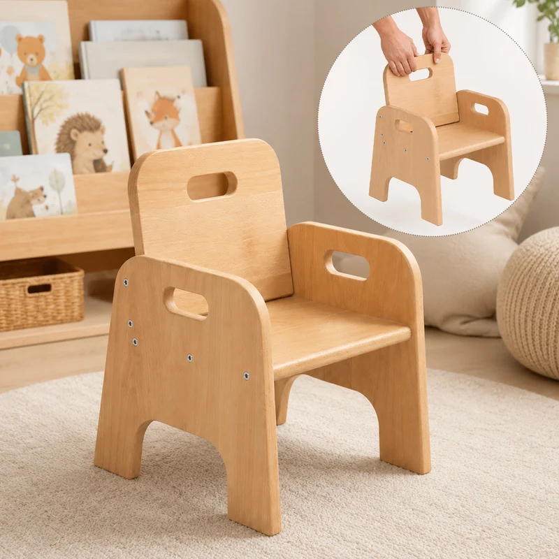 Montessori Kleinkindstuhl aus Holz – niedriger Kinderstuhl ab 1 Jahr