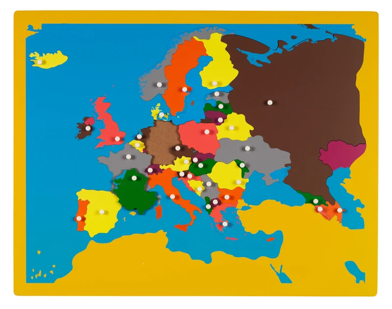 Montessori Europapuzzle Holz – Lernkarte mit 36 Ländern