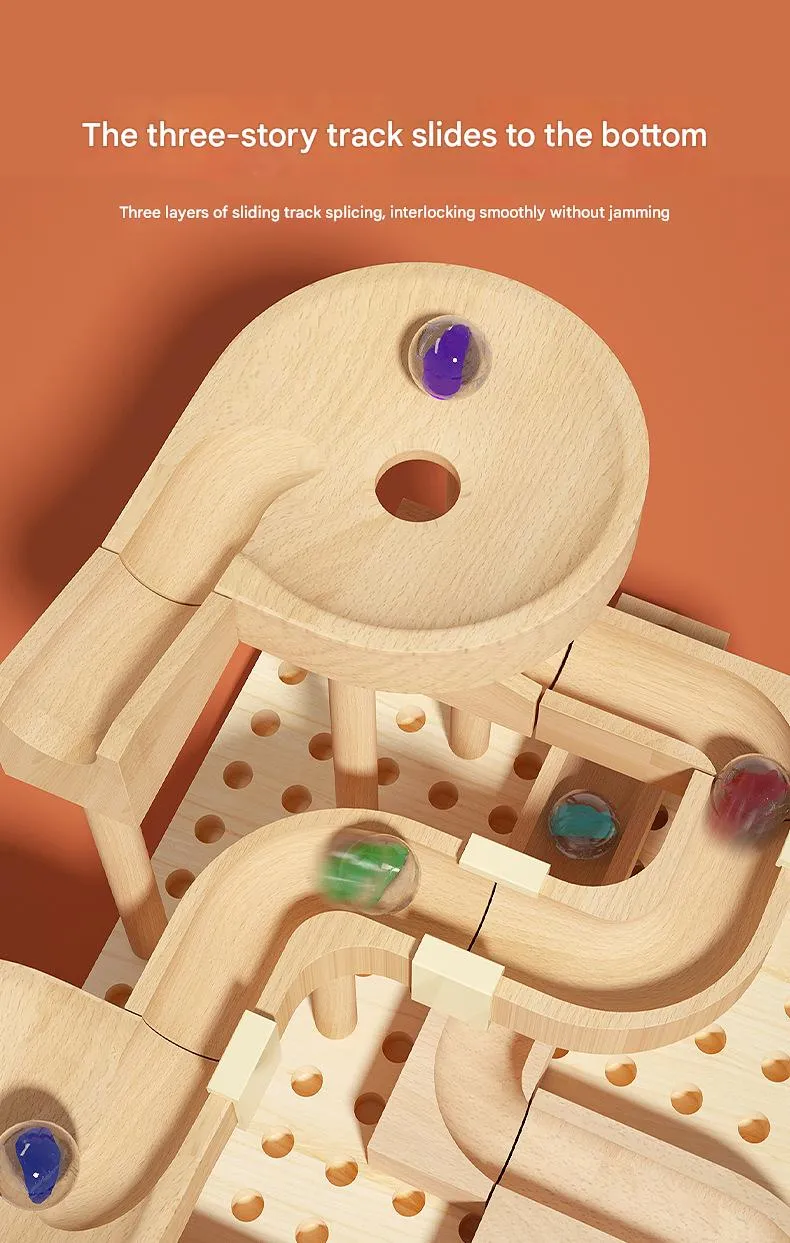 Montessori Murmelbahn Holz – Kreativer Konstruktions-Spaß