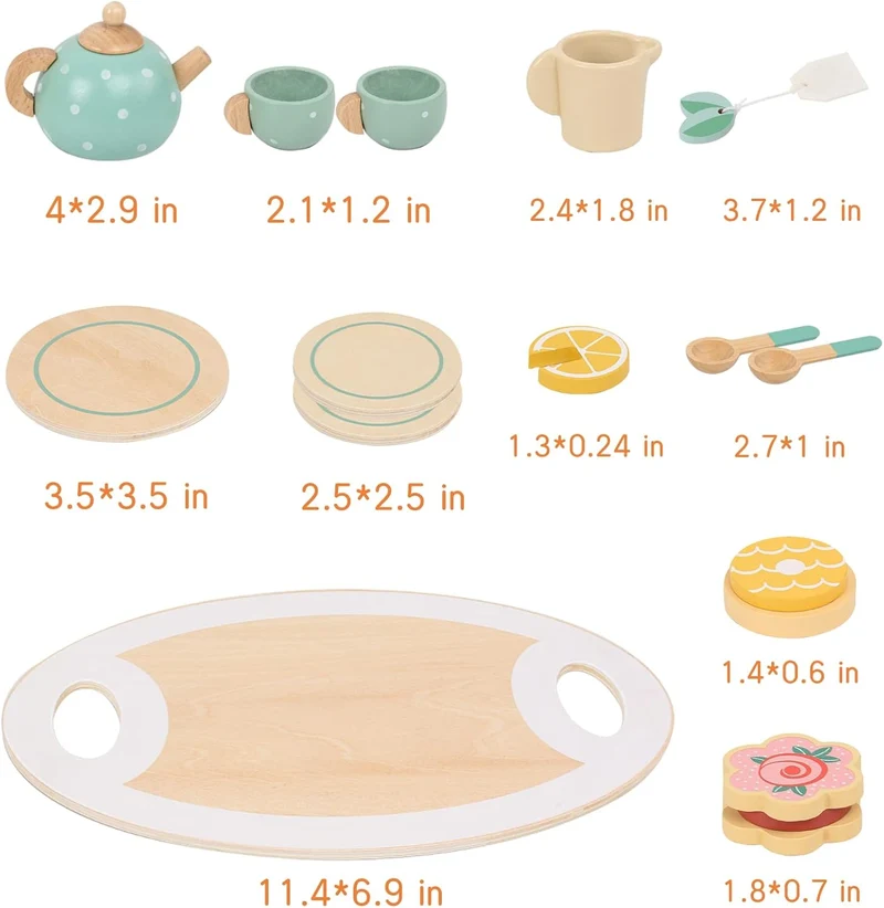 Montessori Holz Teeset Kinder – Rollenspiel Küchenspielzeug