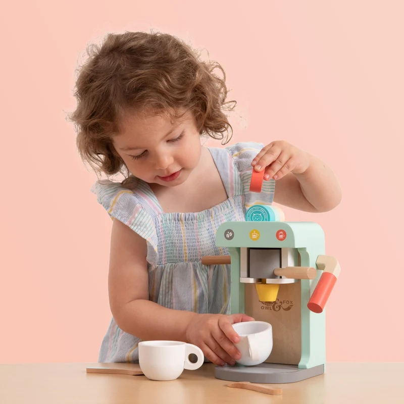 Machine à café en bois FSC® pour enfant dès 3 ans