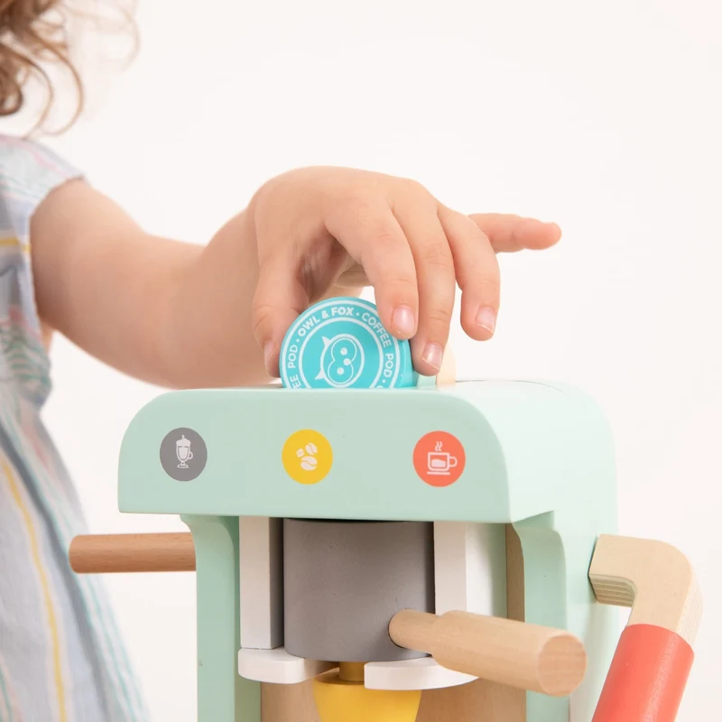 Machine à café en bois FSC® pour enfant dès 3 ans
