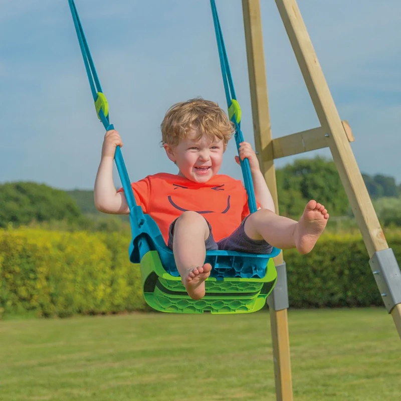 Balançoire siège bébé évolutif de 6 mois à 8 ans - H190-250cm - bleu et vert - QUADPOD