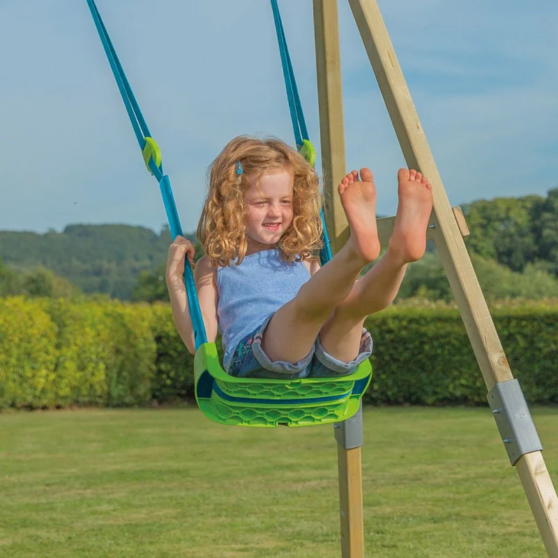 Balançoire siège bébé évolutif de 6 mois à 8 ans - H190-250cm - bleu et vert - QUADPOD