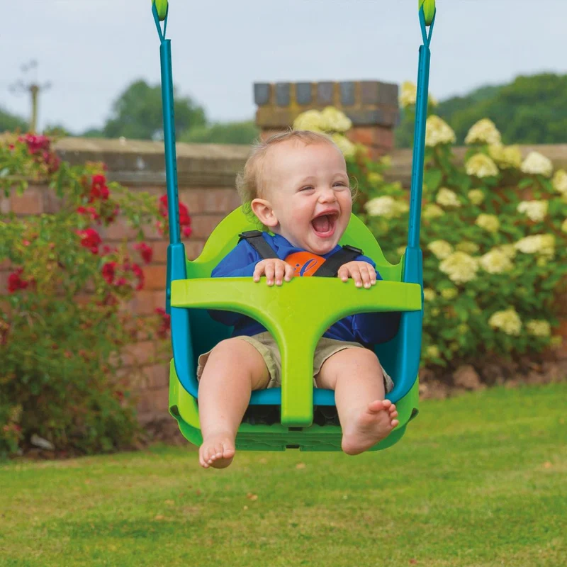 Balançoire siège bébé évolutif de 6 mois à 8 ans - H190-250cm - bleu et vert - QUADPOD