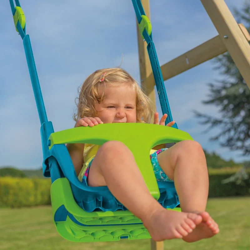 Balançoire siège bébé évolutif de 6 mois à 8 ans - H190-250cm - bleu et vert - QUADPOD
