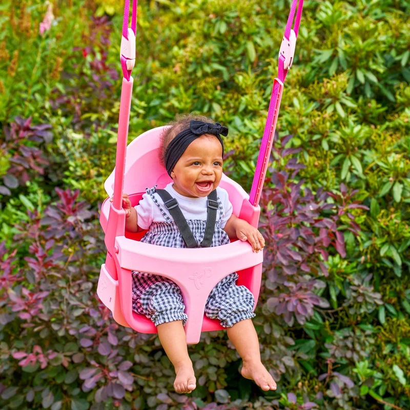 Balançoire siège bébé évolutif de 6 mois à 8 ans - H190-250cm - rose - QUADPOD