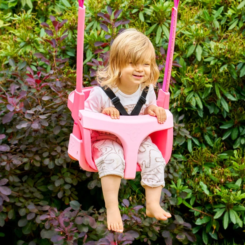 Balançoire siège bébé évolutif de 6 mois à 8 ans - H190-250cm - rose - QUADPOD