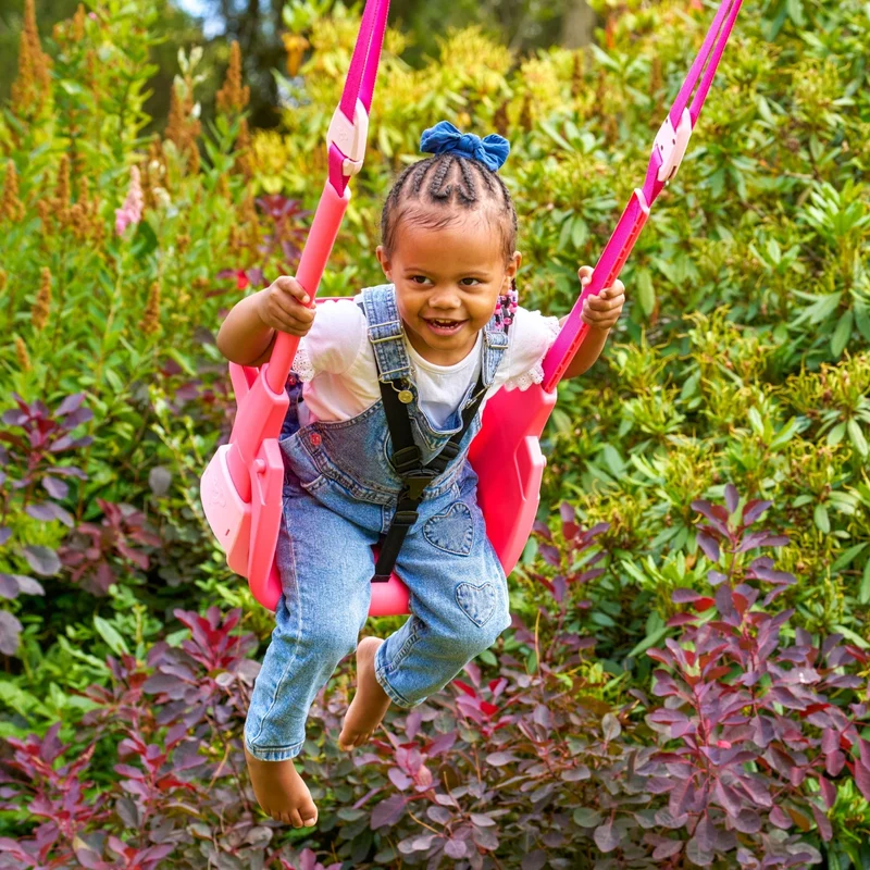 Balançoire siège bébé évolutif de 6 mois à 8 ans - H190-250cm - rose - QUADPOD