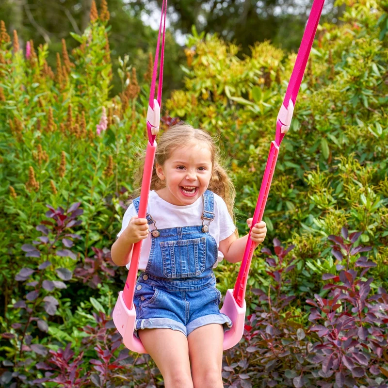 Balançoire siège bébé évolutif de 6 mois à 8 ans - H190-250cm - rose - QUADPOD