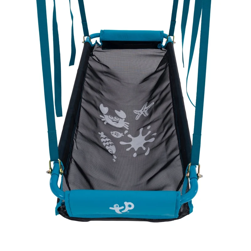 Balançoire bateau pirate 2 enfants pour portique bois - poutre ronde D10 cm - noir et bleu