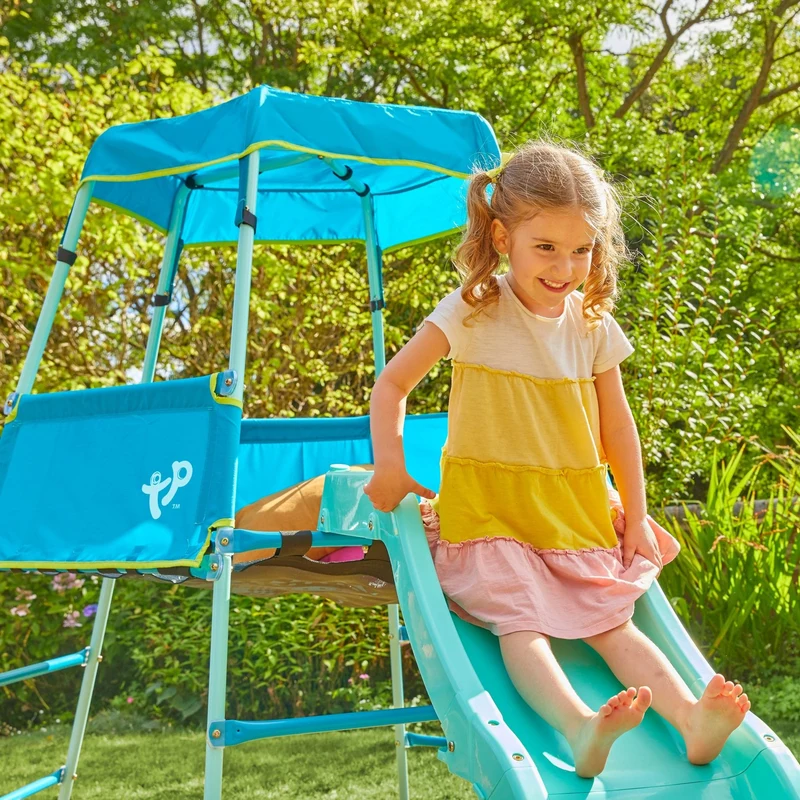 Aire de jeux évolutive avec toboggan - métal bleu - AVENTURIER