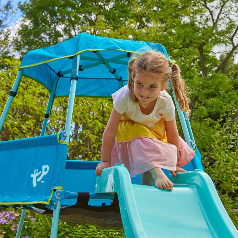 Aire de jeux évolutive avec toboggan - métal bleu - AVENTURIER