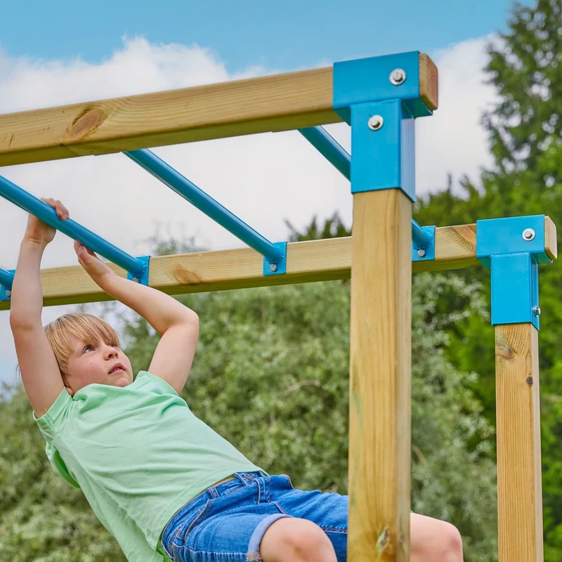 AIre de jeux pont de singe, 2 balançoires et toboggan - bois FSC® - TAMARIN SKYWOOD