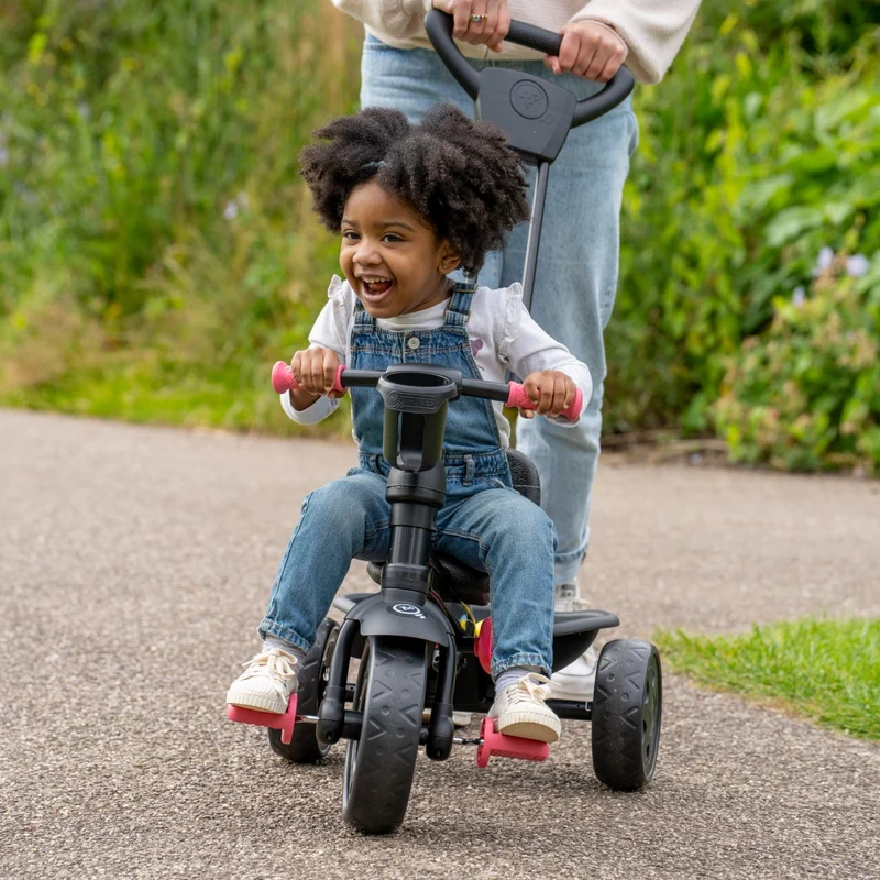 Tricycle enfant évolutif 4 en 1 rose DELUXE dès 1 an