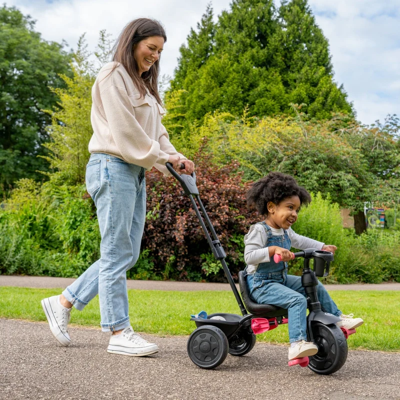 Tricycle enfant évolutif 4 en 1 rose DELUXE dès 1 an