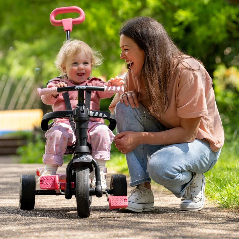 Tricycle enfant évolutif 4 en 1 rose DINO dès 1 an