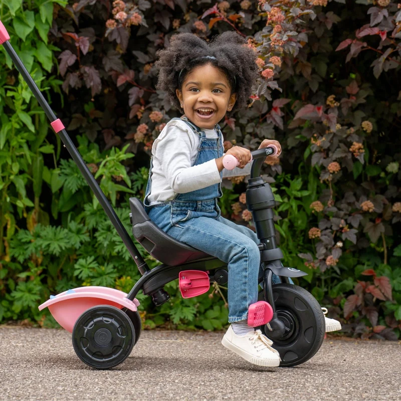 Tricycle enfant évolutif 4 en 1 rose DINO dès 1 an