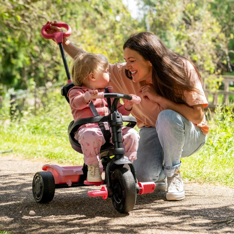 Tricycle enfant évolutif 4 en 1 rose DINO dès 1 an