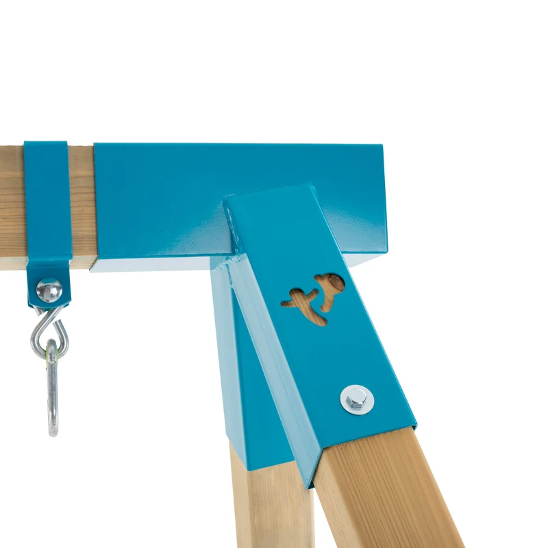 Portique balançoire avec vis-à-vis et toboggan - bois carré FSC® - H243 cm - AUBÉPINE